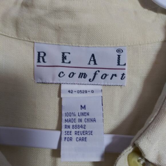 REAL Comfort Vintage 100% LINEN Beach Coastal Button-Up Shirt Size M - Picture 6 of 6